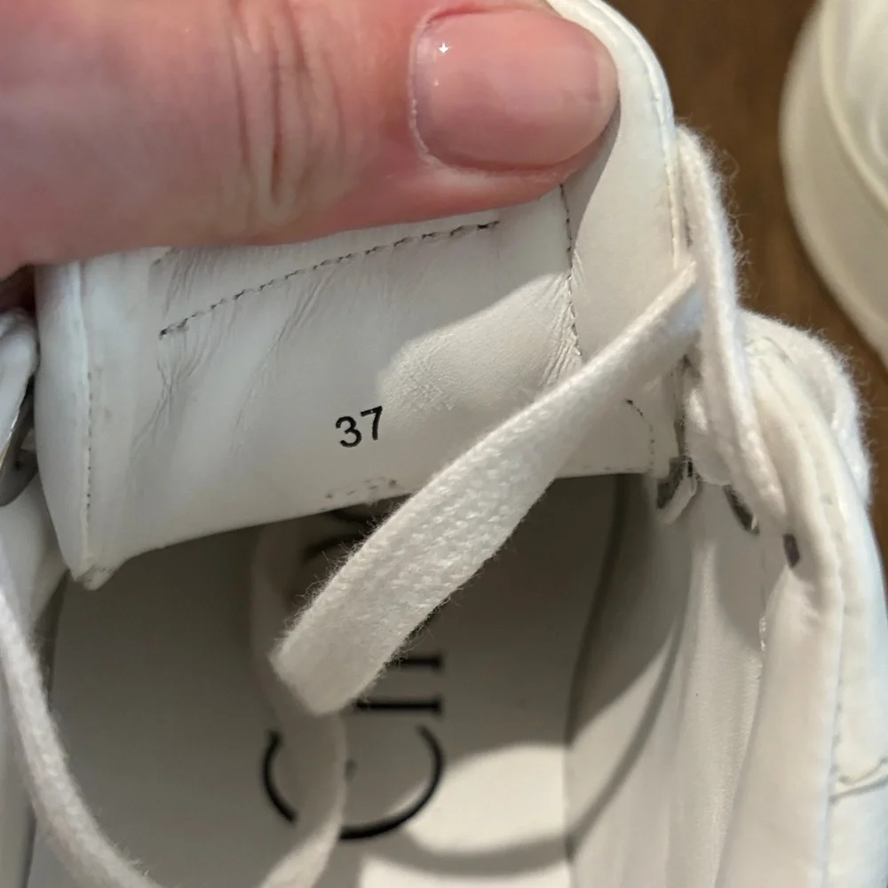 Jimmy Choo White and Teal Glitter Sneakers - Picture 8 of 8